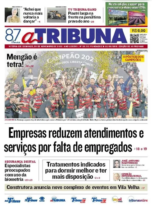 
          Imagem ilustrativa da imagem Confira os destaques do jornal A Tribuna deste domingo
          