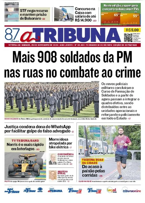 Imagem ilustrativa da imagem Confira os destaques do jornal A Tribuna deste sábado