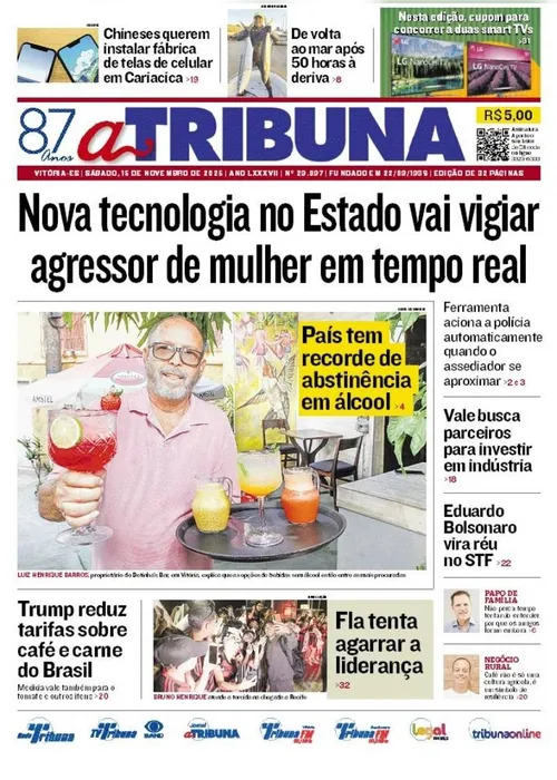 Imagem ilustrativa da imagem Confira os destaques do jornal A Tribuna deste sábado
