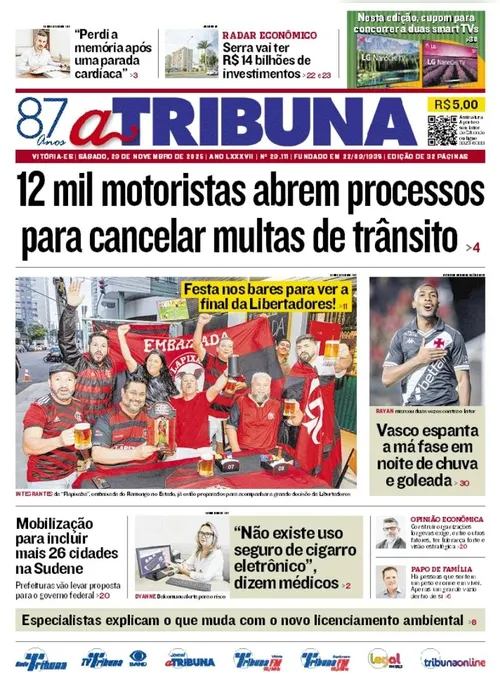 
          Imagem ilustrativa da imagem Confira os destaques do jornal A Tribuna deste sábado
          