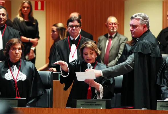 A nova presidente do Tribunal de Justiça do Estado, Janete Vargas Simões, durante a cerimônia de posse