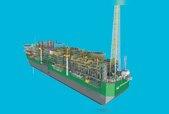 Projeção da P-84, que terá módulos produzidos no Espírito Santo e  deve entrar em operação entre 2029 e 2030, na Bacia de Santos