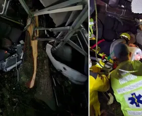 Imagem ilustrativa da imagem Três pessoas morrem e 13 ficam feridas após ônibus cair em ribanceira em Santa Catarina