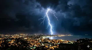 Imagem ilustrativa da imagem Queda de raio em centro comercial de Camaragibe reforça cuidados com a segurança