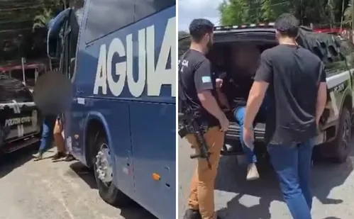 
          Imagem ilustrativa da imagem Foragido da Justiça por extorsão, pistolagem e sequestro é preso em ônibus no ES
          