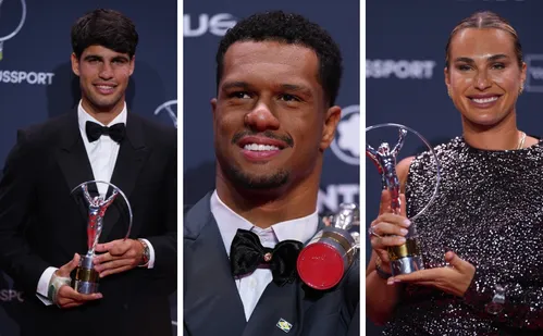 
          Imagem ilustrativa da imagem Gabriel Araújo, Alcaraz e Sabalenka são vencedores do Laureus, o Oscar do esporte
          