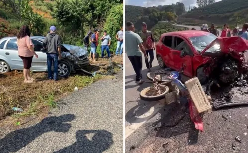 
          Imagem ilustrativa da imagem Acidente entre dois carros e uma motocicleta interdita BR-262 no ES
          