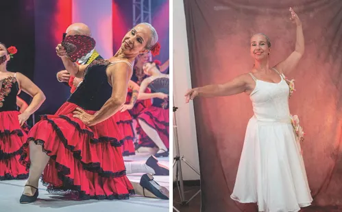 
          Imagem ilustrativa da imagem Mulheres com mais de 60 anos dão show no balé e na dança flamenca
          