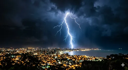 
          Imagem ilustrativa da imagem Queda de raio em centro comercial de Camaragibe reforça cuidados com a segurança
          