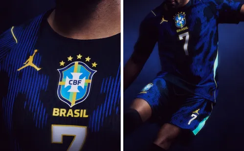 
          Imagem ilustrativa da imagem Seleção brasileira lança camisa azul para a Copa com logo da Jordan
          