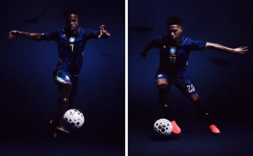 
          Imagem ilustrativa da imagem Seleção brasileira lança camisa azul para a Copa com logo da Jordan
          