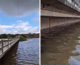 Imagem ilustrativa da imagem Risco de transbordo na Barragem de Carpina fecha Ponte do Cumbe na rodovia PE-50