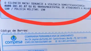 Imagem ilustrativa da imagem Compesa passa a incluir mensagem de combate à violência doméstica nas faturas