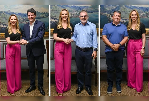 Prefeita Cris Samorini apresenta os novos secretários Tullio Ponzi Netto, José Eduardo Pereira e Flávio Varella Cabral