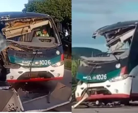Imagem ilustrativa da imagem Acidente entre ônibus e caminhão na PE-038, em Ipojuca, deixa uma pessoa morta