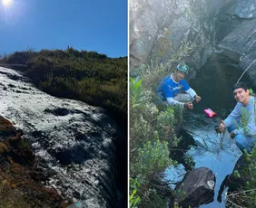 Imagem ilustrativa da imagem Pai e filho registram cachoeira congelada no Caparaó no ES