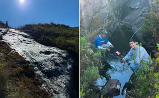 Imagem ilustrativa da imagem Pai e filho registram cachoeira congelada no Caparaó no ES