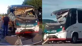 Imagem ilustrativa da imagem Acidente entre ônibus e caminhão na PE-038, em Ipojuca, deixa uma pessoa morta