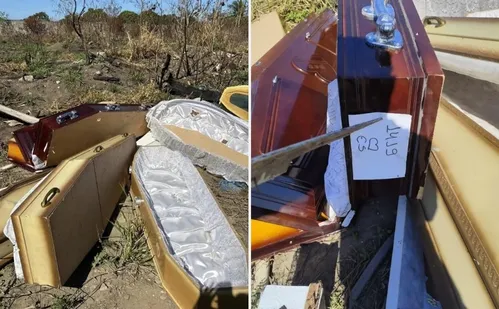 
          Imagem ilustrativa da imagem Caixões descartados em terreno baldio intrigam Serra
          