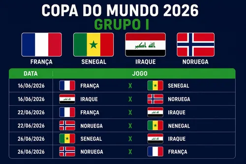 
          Imagem ilustrativa da imagem Grupo I: França encara “grupo da morte”, ao lado de Noruega, Iraque e Senegal
          