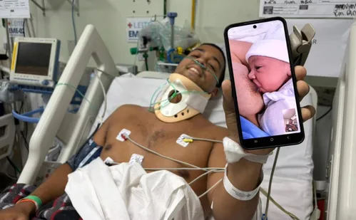 
          Imagem ilustrativa da imagem Policial internado em Colatina conhece filha recém-nascida por meio de videochamada
          