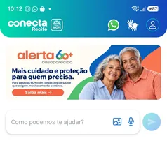 Imagem ilustrativa da imagem Recife lança plataforma Alerta 60+ para localizar idosos desaparecidos