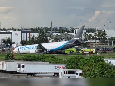 Imagem ilustrativa da imagem EUA: ao menos 5 morrem após avião de carga da Amazon sair da pista em Miami