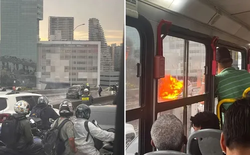 
          Imagem ilustrativa da imagem Carro pega fogo e Terceira Ponte é fechada no sentido Vila Velha-Vitória
          
