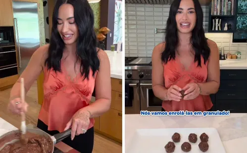 
          Imagem ilustrativa da imagem Demi Lovato troca microfone por panela e ensina receita de doce brasileiro
          