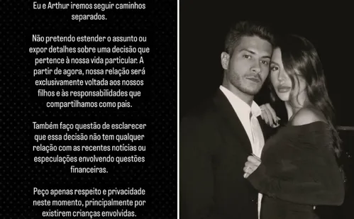 
          Imagem ilustrativa da imagem Jheny Santucci anuncia fim do casamento com Arthur Aguiar
          