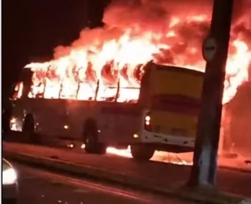 
          Imagem ilustrativa da imagem VÍDEO: Ônibus é incendiado no Ibura de baixo. Veículo ficou completamente destruído
          