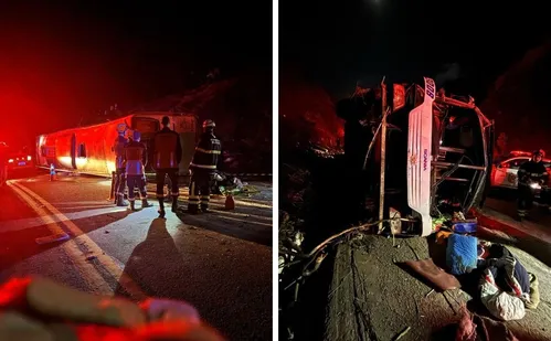 
          Imagem ilustrativa da imagem Três mortos e 45 feridos após ônibus tombar na BR-262 no ES
          