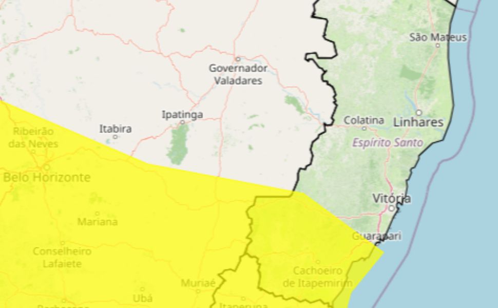 Inmet emitiu alerta de tempestade para 34 municípios capixabas