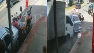 Imagem ilustrativa da imagem VÍDEO | Acidente entre caminhões arrasta carro e motos na Serra