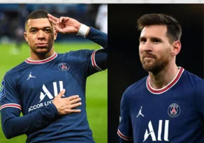 Imagem ilustrativa da imagem Messi e Mbappé dão show, e PSG vence clássico contra o Olympique no Francês