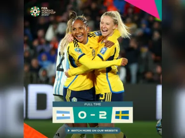 Imagem ilustrativa da imagem Argentina perde por 2 a 0 da Suécia e deixa a Copa do Mundo de Futebol Feminino