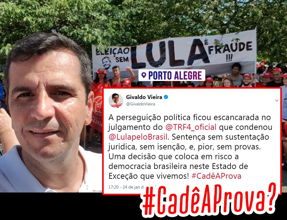 O deputado federal Givaldo Vieria se manifestou através de uma rede social. Foto: Reprodução