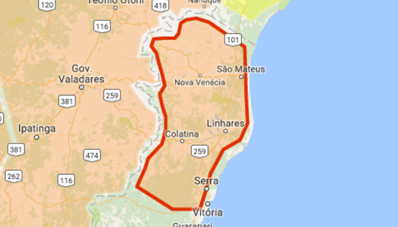 Mapa do Estado com o alerta do Inpe. Foto: Reprodução