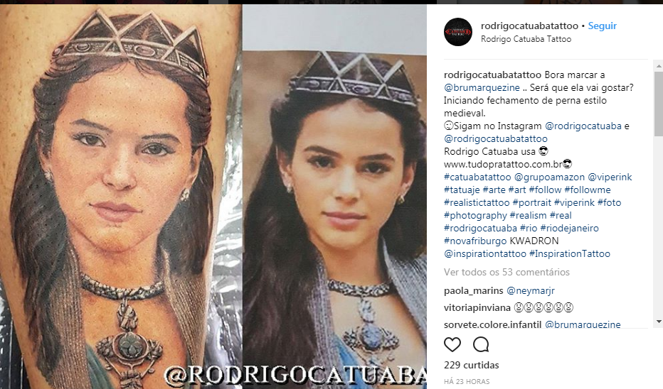 Foto/ Reprodução Instagram @rodrigocatuabatattoo