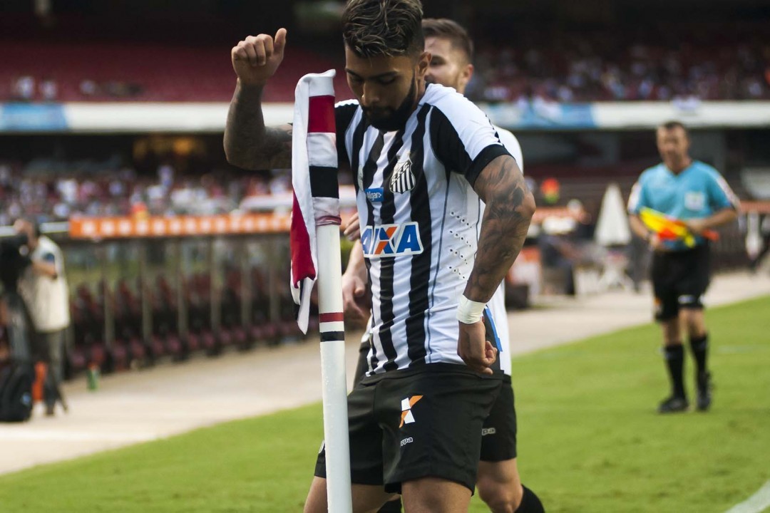 Gabriel comemorando gol do Santos. Foto: Ivan Storti/Santos Futebol Clube