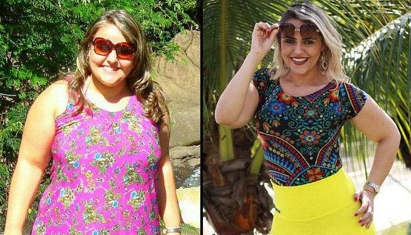 Antes e depois de Ângela, que já foi obesa mórbida e pesou 116 quilos. Fotos: Acervo Pessoal
