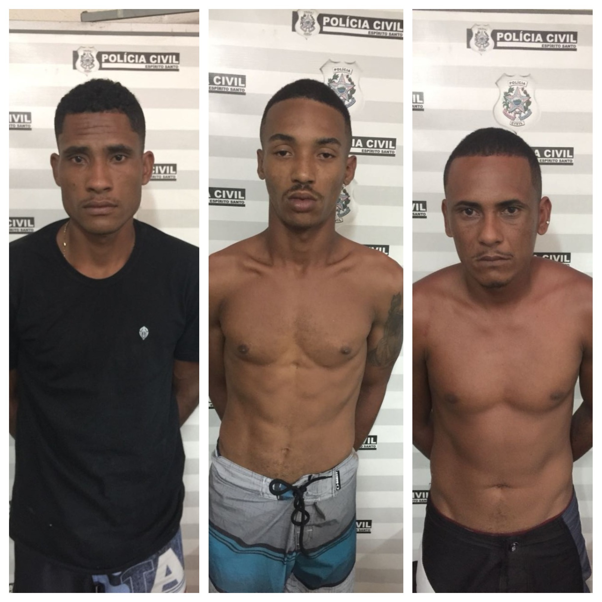 José Carlos Muniz da Silva, Henrique, vulgo Jhow, e Carlos André Ramos da Silva. Fotos: Divulgação / Sesp