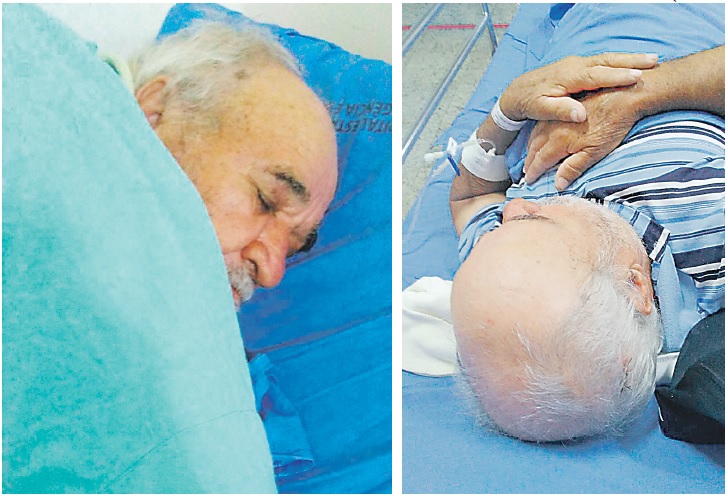 Manoel Queiroz Moreira durante o período em que esteve internado: hoje ele está com um coágulo no cérebro