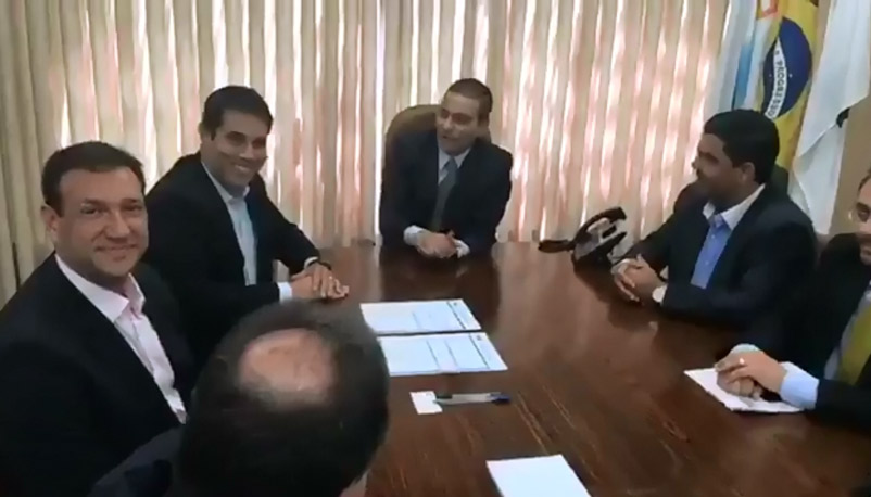 Roberto Carneiro, Amaro Neto, Marcos Pereira e Devanir Ferreira, em reunião em Brasília. Foto: Reprodução/Youtube