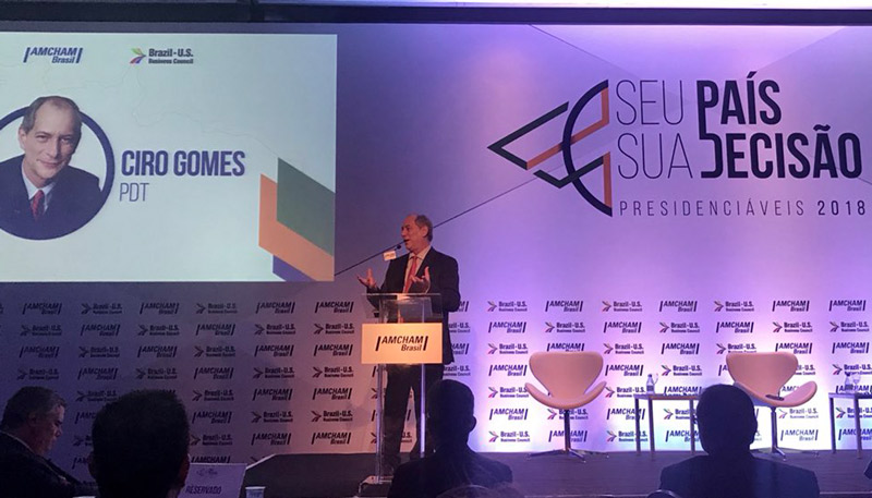 Ciro discursou em evento em São Paulo. Foto: Twitter