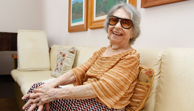 Geni Cúrcio, de 101 anos, moradora da Praia da Costa, em Vila Velha. Foto: Leone Iglesias