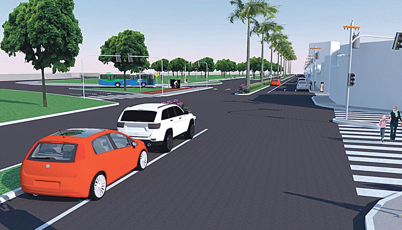 Projeção de como será a nova Avenida Simão Nader. Foto: Projeção PMV