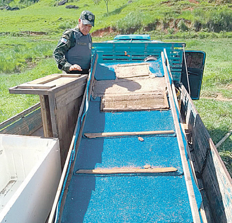 Polícia em garimpo ilegal. Foto: Divulgação/PM