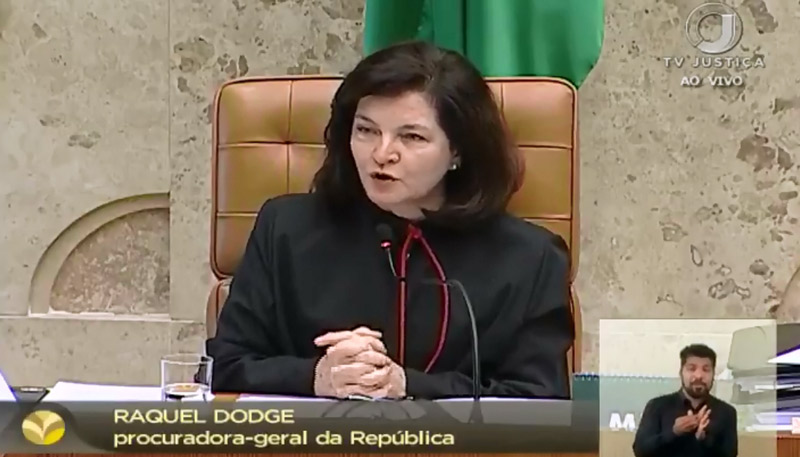 Raquel Dodge, durante a sessão. Foto: Reprodução