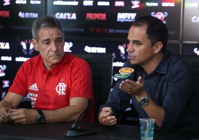 Carpegiani e Rodrigo Caetano foram demitidos um dia após a derrota para o Botafogo. Foto: Gilvan de Souza / Flamengo